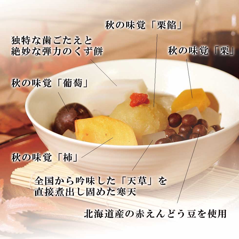 恵の秋のフルーツあんみつ説明
